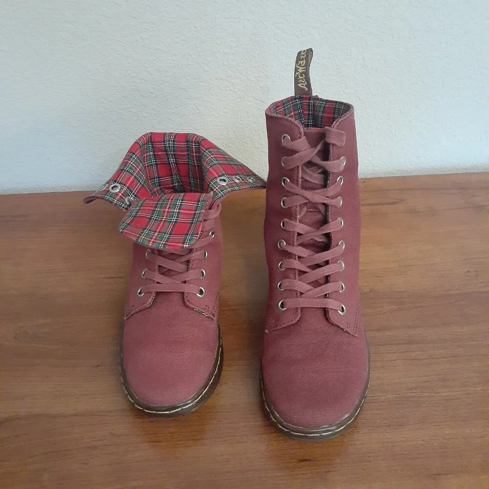 Dr. Martens Stratford Canvas Plaid Lined Boots